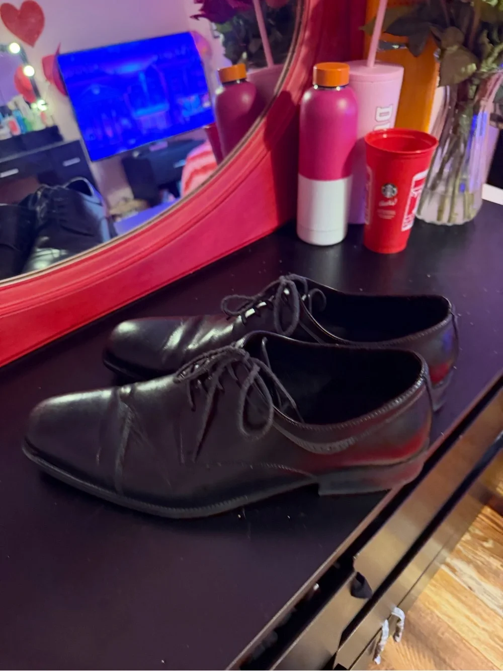 Kenneth Cole Black Leather Lace-Up Oxfords